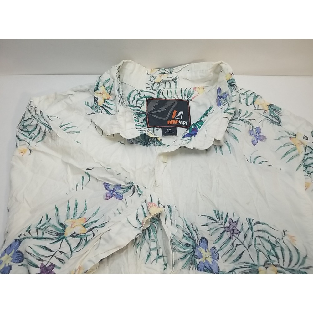 Amplify‎ Shirt Mens Large Hawaiian Tropical Pocket Casual Button Up Short Sleeve